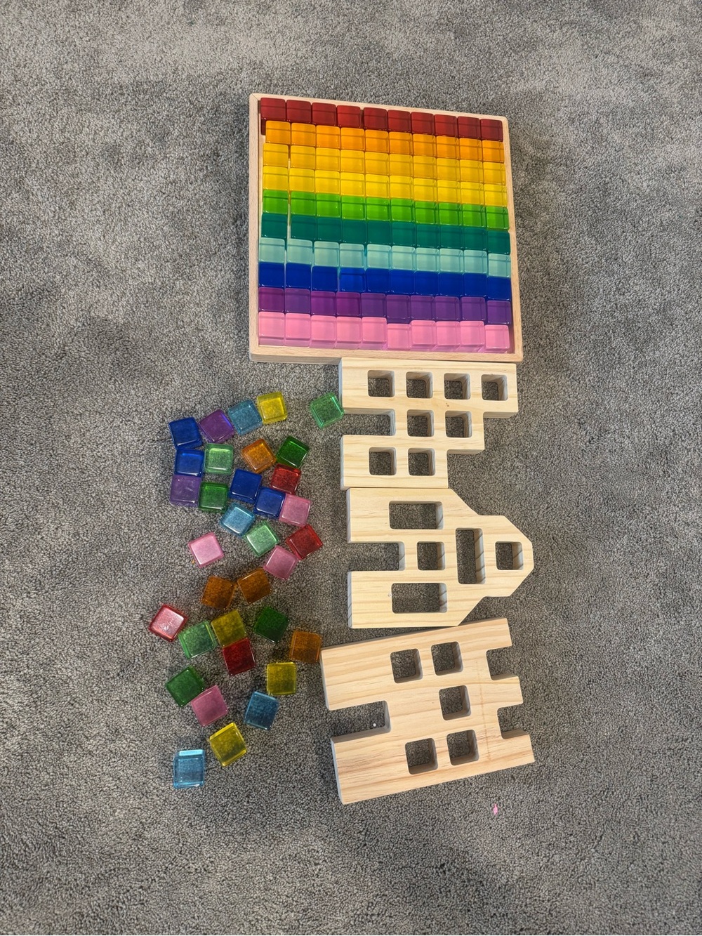 Wooden Rainbow Counting Tiles Set - Multicolor